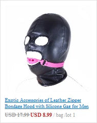 Exotic Accessories of Gay Men Leather Tank harness Bdsm Open Mouth Bondage Hood Mask with Braid Tail for Fetish Cosplay Sex Toys