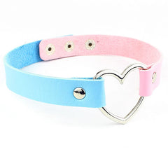 Punk Women Ladies Accessories Goth Japanese Harajuku Kawaii Lolita Jewelry PU Leather Collar Heart Necklace Bdsm Body Harness
