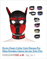 Exotic Accessories of Gay Men Leather Tank harness Bdsm Open Mouth Bondage Hood Mask with Braid Tail for Fetish Cosplay Sex Toys