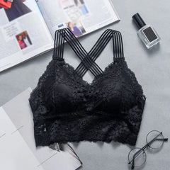 Women Sexy Lingerie Lace Bra Hollow Bralette Backless Top Female Padded Floral Brassiere Female Intimates Soft Underwear S-XL