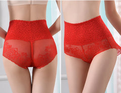 Women's underwear sexy lace high waist elastic female panties antibacterial transparent high quality ladies lingerie