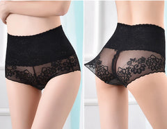 Women's underwear sexy lace high waist elastic female panties antibacterial transparent high quality ladies lingerie