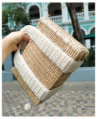 Pearls Beach Bag Women 2020 Summer New Elegant Woven Beaded Straw Bag Female Bohemia Knitted Large Tote Handbag Vacation Casual
