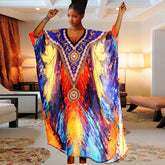 Multicolor Swimsuit Cover Up Beach Maxi Dress Over Size Bathing Suit Kaftan Ropa Mujer Vestido