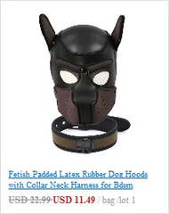 Exotic Accessories of Gay Men Leather Tank harness Bdsm Open Mouth Bondage Hood Mask with Braid Tail for Fetish Cosplay Sex Toys