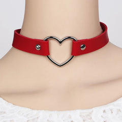 Punk Women Ladies Accessories Goth Japanese Harajuku Kawaii Lolita Jewelry PU Leather Collar Heart Necklace Bdsm Body Harness