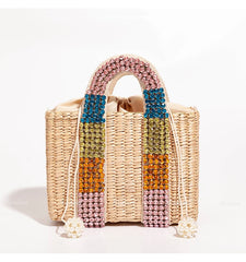 Pearls Beach Bag Women 2020 Summer New Elegant Woven Beaded Straw Bag Female Bohemia Knitted Large Tote Handbag Vacation Casual