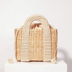 Pearls Beach Bag Women 2020 Summer New Elegant Woven Beaded Straw Bag Female Bohemia Knitted Large Tote Handbag Vacation Casual