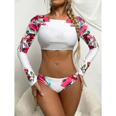 Surfing Swimsuit For Women 2023 New Bikini Long Sleeve Swimwear Print Push Up Summer Bath Suit Two Piece Bandeau Biquini
