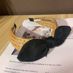 Raffia Straw Women Beach Hairbands Headbands Lovely Ribbits Ears Outdoor Hair Accessories Scrunchies Straw Head Wear Hair Hoops