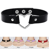 Punk Women Ladies Accessories Goth Japanese Harajuku Kawaii Lolita Jewelry PU Leather Collar Heart Necklace Bdsm Body Harness