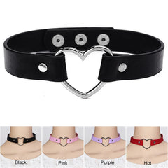 Punk Women Ladies Accessories Goth Japanese Harajuku Kawaii Lolita Jewelry PU Leather Collar Heart Necklace Bdsm Body Harness