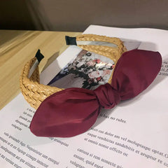 Raffia Straw Women Beach Hairbands Headbands Lovely Ribbits Ears Outdoor Hair Accessories Scrunchies Straw Head Wear Hair Hoops
