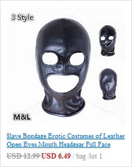 Exotic Accessories of Gay Men Leather Tank harness Bdsm Open Mouth Bondage Hood Mask with Braid Tail for Fetish Cosplay Sex Toys