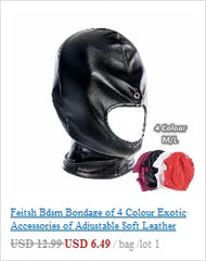 Exotic Accessories of Gay Men Leather Tank harness Bdsm Open Mouth Bondage Hood Mask with Braid Tail for Fetish Cosplay Sex Toys