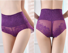 Women's underwear sexy lace high waist elastic female panties antibacterial transparent high quality ladies lingerie