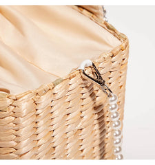 Pearls Beach Bag Women 2020 Summer New Elegant Woven Beaded Straw Bag Female Bohemia Knitted Large Tote Handbag Vacation Casual