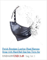 Exotic Accessories of Gay Men Leather Tank harness Bdsm Open Mouth Bondage Hood Mask with Braid Tail for Fetish Cosplay Sex Toys