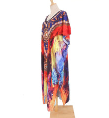 Multicolor Swimsuit Cover Up Beach Maxi Dress Over Size Bathing Suit Kaftan Ropa Mujer Vestido