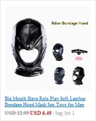 Exotic Accessories of Gay Men Leather Tank harness Bdsm Open Mouth Bondage Hood Mask with Braid Tail for Fetish Cosplay Sex Toys