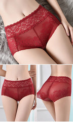 Women's underwear sexy lace high waist elastic female panties antibacterial transparent high quality ladies lingerie