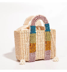 Pearls Beach Bag Women 2020 Summer New Elegant Woven Beaded Straw Bag Female Bohemia Knitted Large Tote Handbag Vacation Casual
