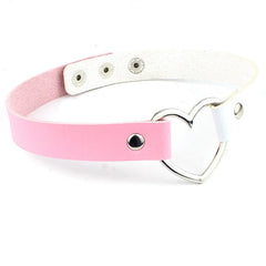 Punk Women Ladies Accessories Goth Japanese Harajuku Kawaii Lolita Jewelry PU Leather Collar Heart Necklace Bdsm Body Harness