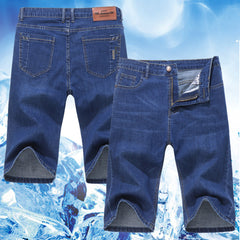 Thin Ice Silk Men's Stretch 7-quarter Denim Shorts - kinko