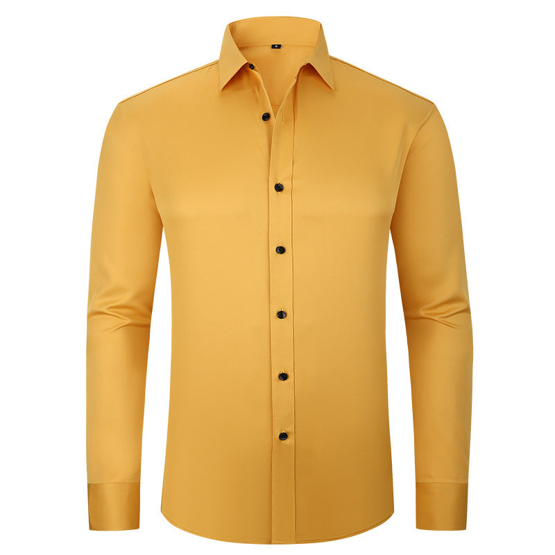 Full Elastic Force Shirt Men's Non-ironing Anti-wrinkle Solid Color - kinko
