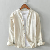 National Plain Casual Long Linen Sleeves Shirt - kinko