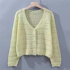 Loose Hollow Knitted Air Conditioning Shirt - kinko