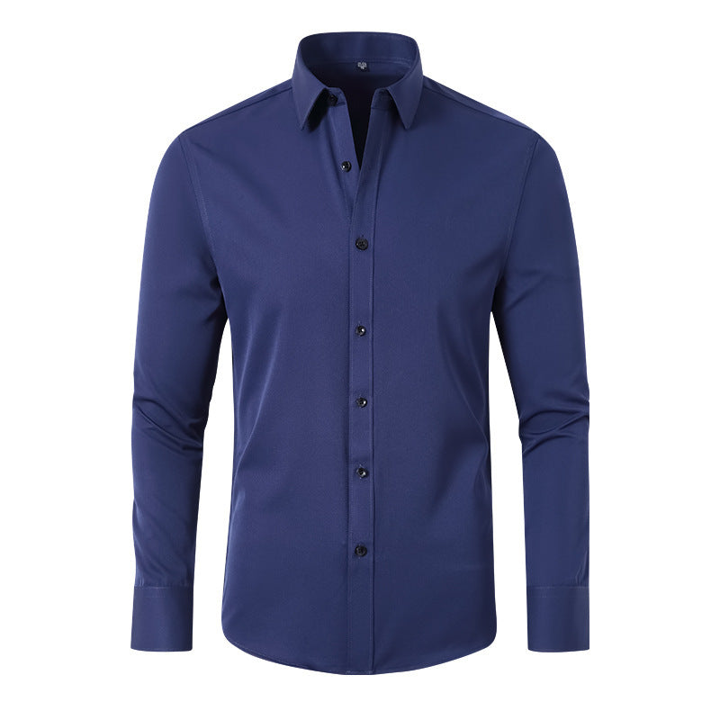 Full Elastic Force Shirt Men's Non-ironing Anti-wrinkle Solid Color - kinko