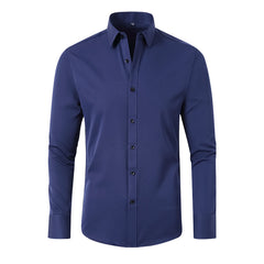 Full Elastic Force Shirt Men's Non-ironing Anti-wrinkle Solid Color - kinko