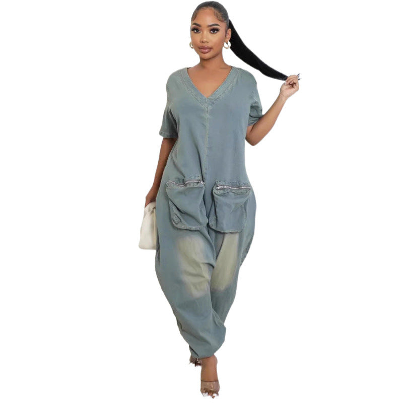 Women's Loose Crotch Jumpsuit Retro Personality - kinko