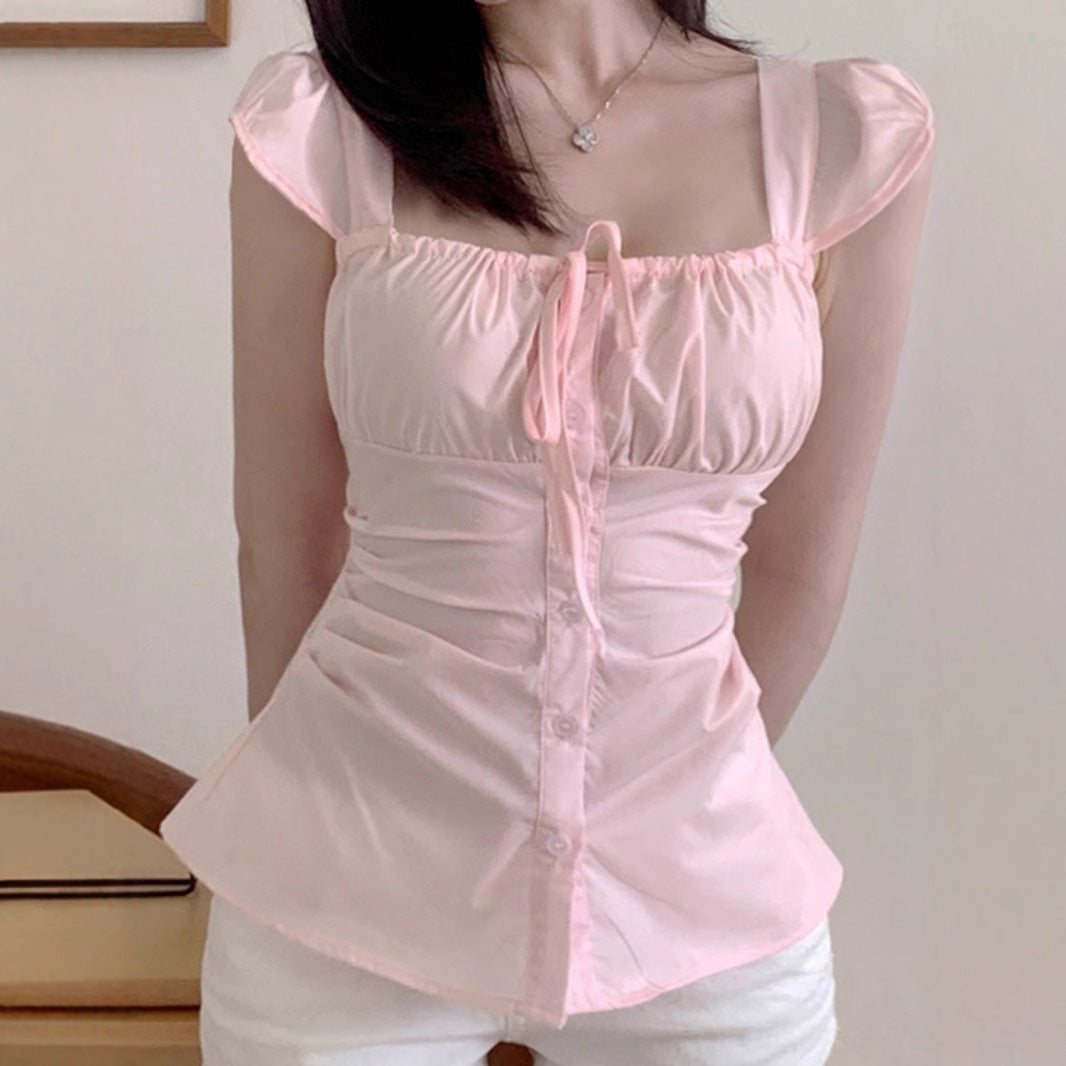 Sweetheart Age-reducing Square Collar Slimming Top - kinko