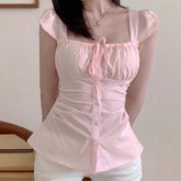 Sweetheart Age-reducing Square Collar Slimming Top - kinko