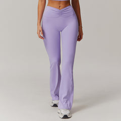 Nude Feel High Waist Hip Lift Yoga Bell-bottom Pants - kinko