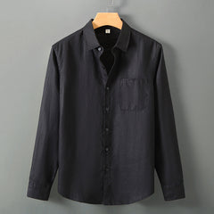Linen Shirt Men's Long Sleeve Loose Thin Casual - kinko