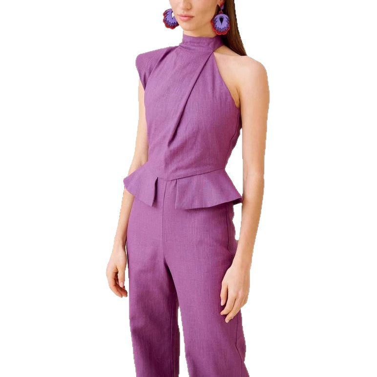 Fashionable Asymmetric Design Jumpsuit Slim Fit Slimming - kinko