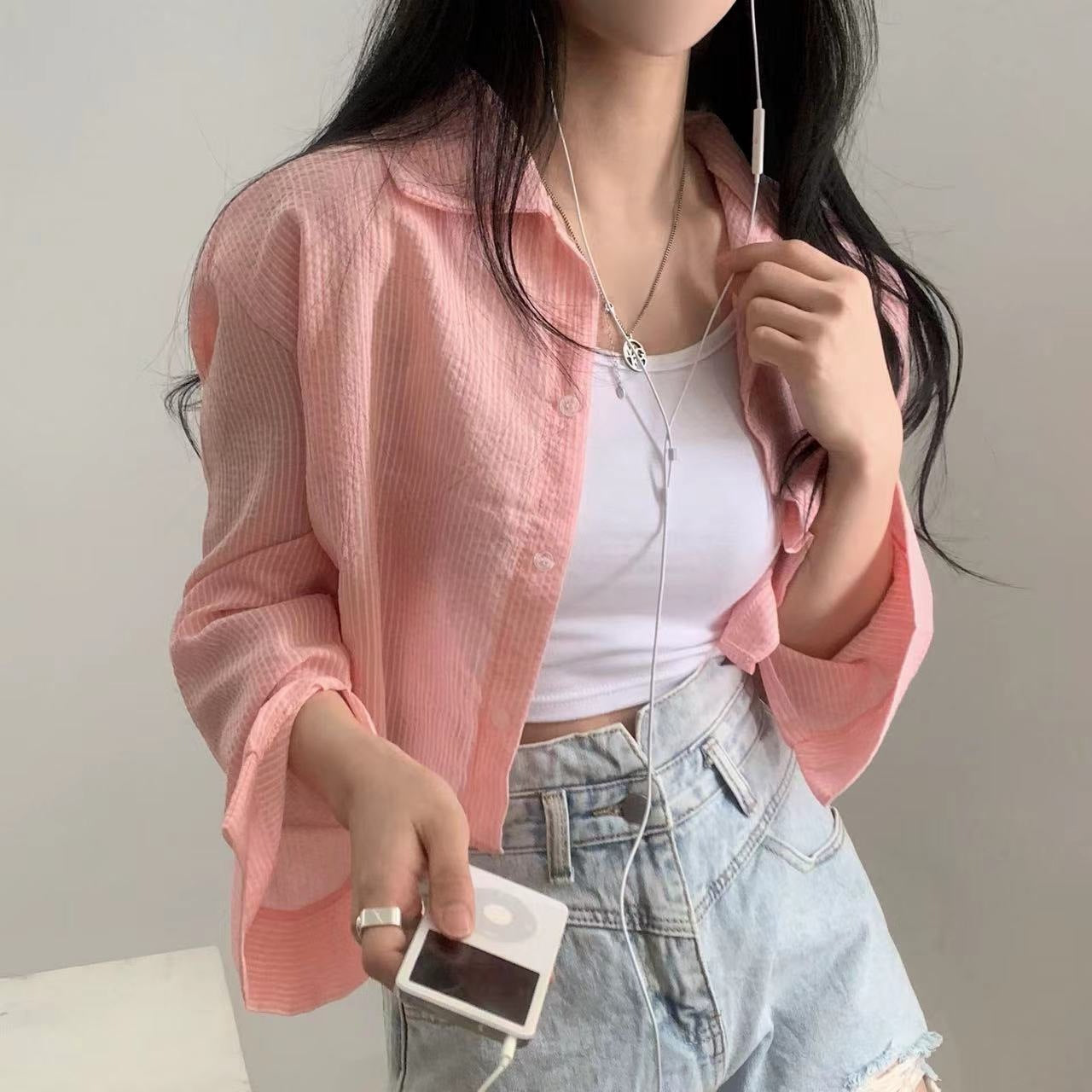 Striped Shirt Women's Long Sleeve Sun Protection Shirt - kinko