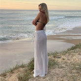 Summer Sexy Hollow Out Cutout out See through Knitted Beach Vacation Solid Skirt Outerwear Women