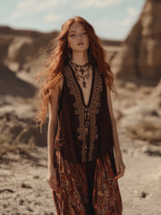 Women's Floral Printed V-neck Vest Top - kinko