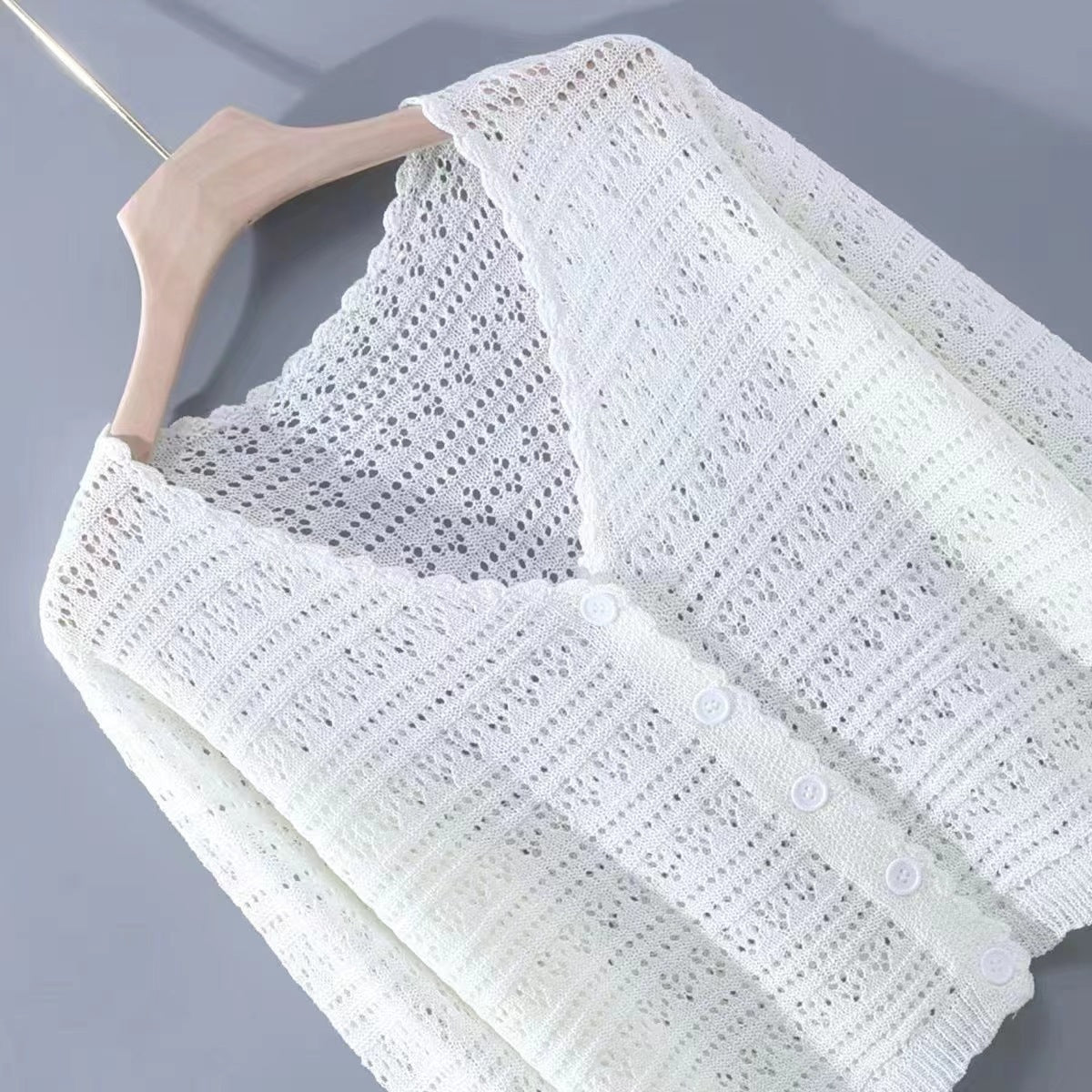 Loose Hollow Knitted Air Conditioning Shirt - kinko
