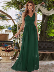 Deep V-neck Bridesmaid Plus Size High Waist Evening Dress - kinko