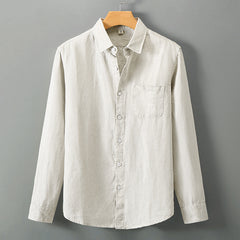 Linen Shirt Men's Long Sleeve Loose Thin Casual - kinko