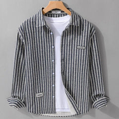 Spring Men's Collar Shirt Jacket Personalized Striped - kinko