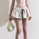 All-matching Elastic Waistband Twisted Drawstring Skirt Pettiskirt Skirt - kinko