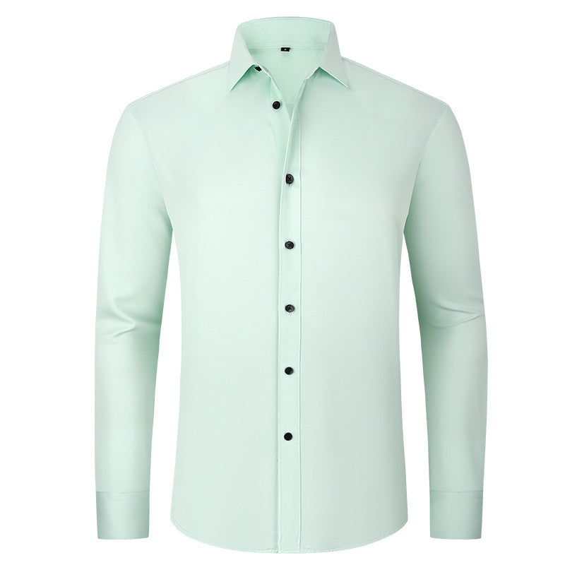 Full Elastic Force Shirt Men's Non-ironing Anti-wrinkle Solid Color - kinko