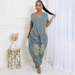 Women's Loose Crotch Jumpsuit Retro Personality - kinko