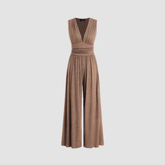 Women's Solid Color Loose Sleeveless Knitted Jumpsuit - kinko